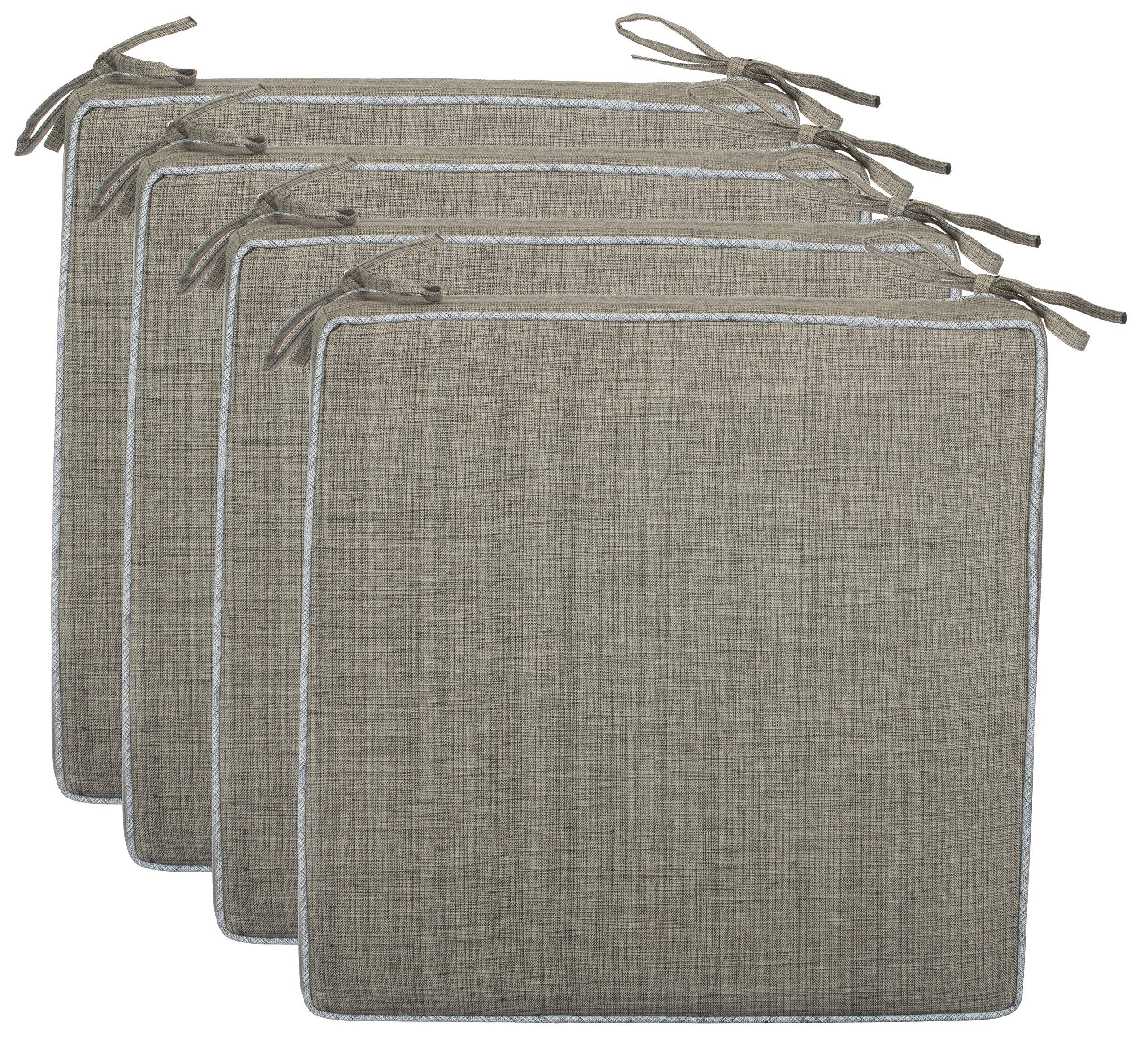 Brandsseller Lot de 4 Coussins de Chaise 40x40x4 cm - Galette de Chaise hydrofuge et anti-salissure avec Liens et Passepoil – pour l'intérieur et l'extérieur – Cuisine, Terrasse, Jardin – Beige