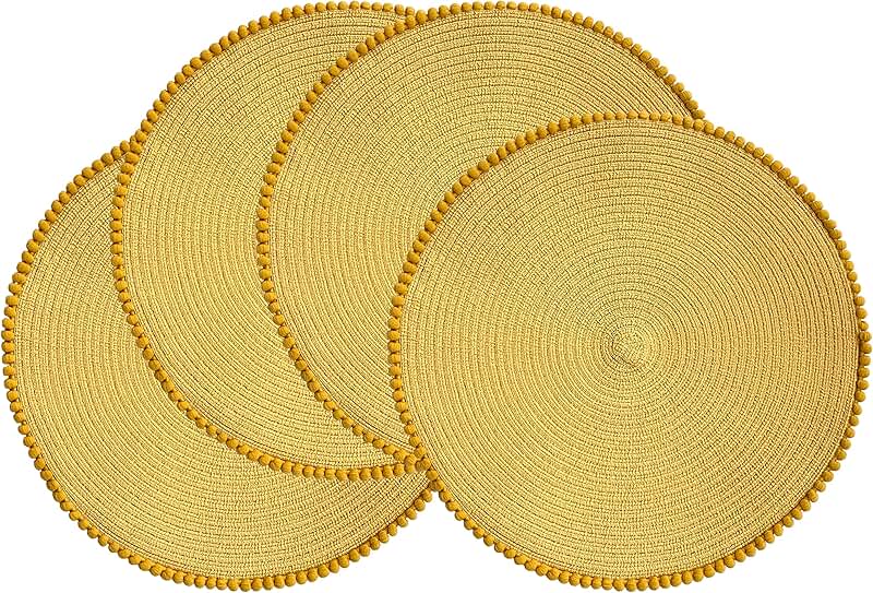 yellow round placemats