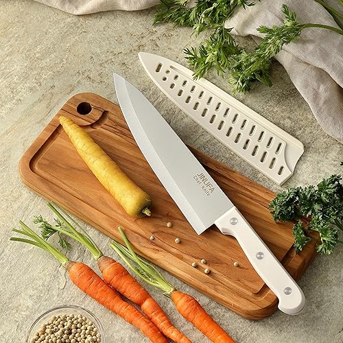 Miniatura 8 de Cuchillo de chef de 8 pulgadas, cuchillo de cocina de acero inoxidable con funda protectora para cuchillo, cuchillo de rebanar ultra afilado con