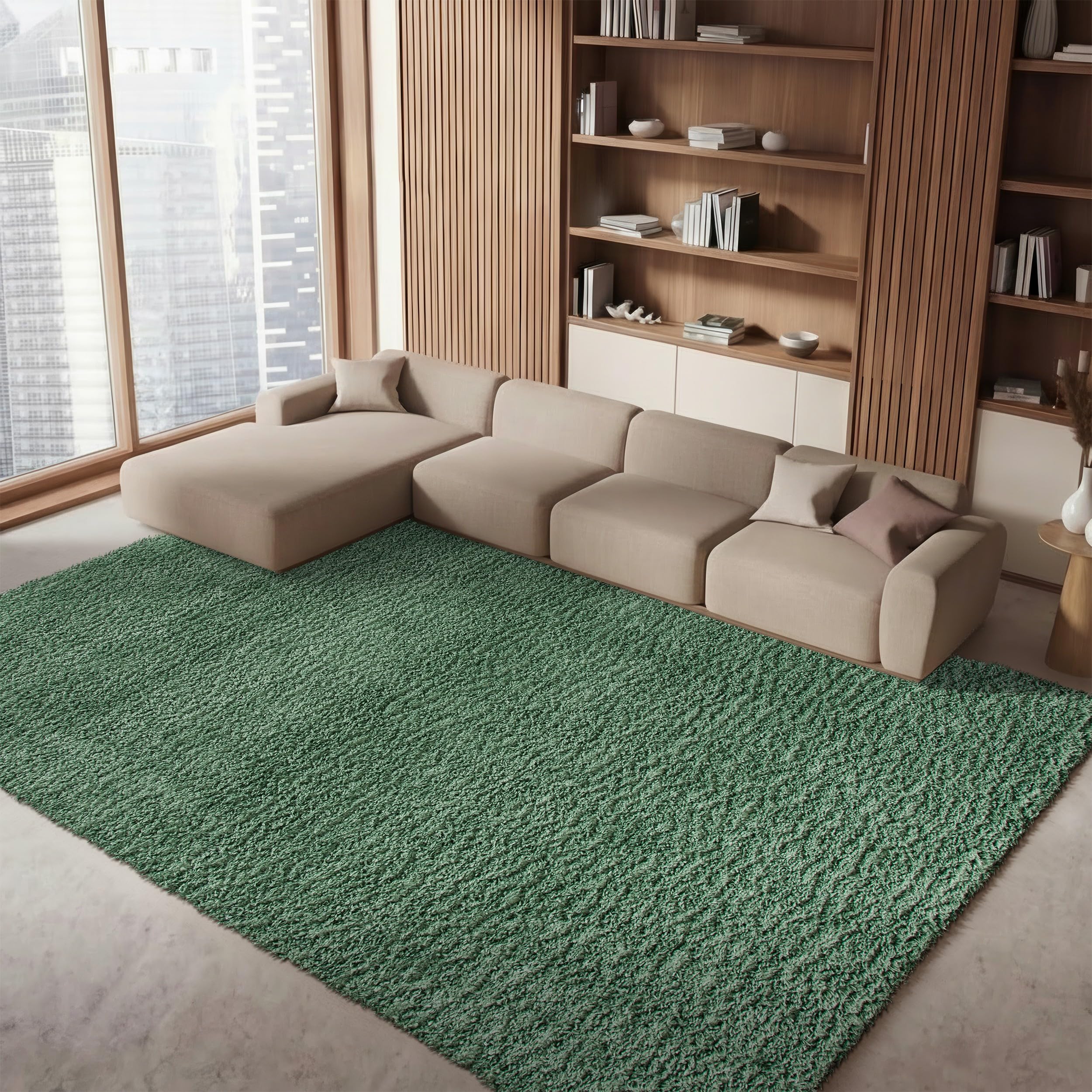 SAFAVIEH August Shag Collection Accent Rug - 2 x 5 Beige Solid Design Non-Shedding & Easy Care 1.5-inch Thick Ideal for High Traffic Areas in Entryway Living Room Bedroom AUG200D product thumbnail 2
