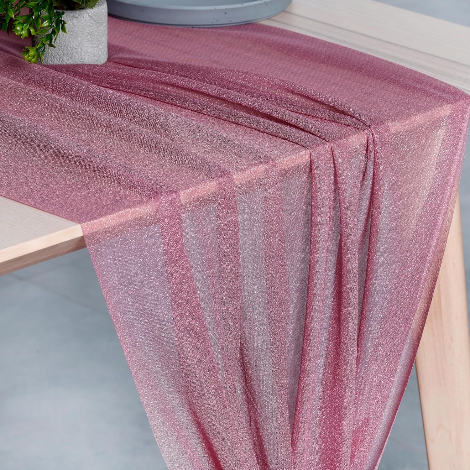 MDS 10 Pack 10ft Chiffon Table Runner 29 x120 Inches Sheer Wedding Runner Romantic Rustic Table Runner for Wedding Decorations, Birthday Parties, Bridal Shower Party Arch Decor - mauva
