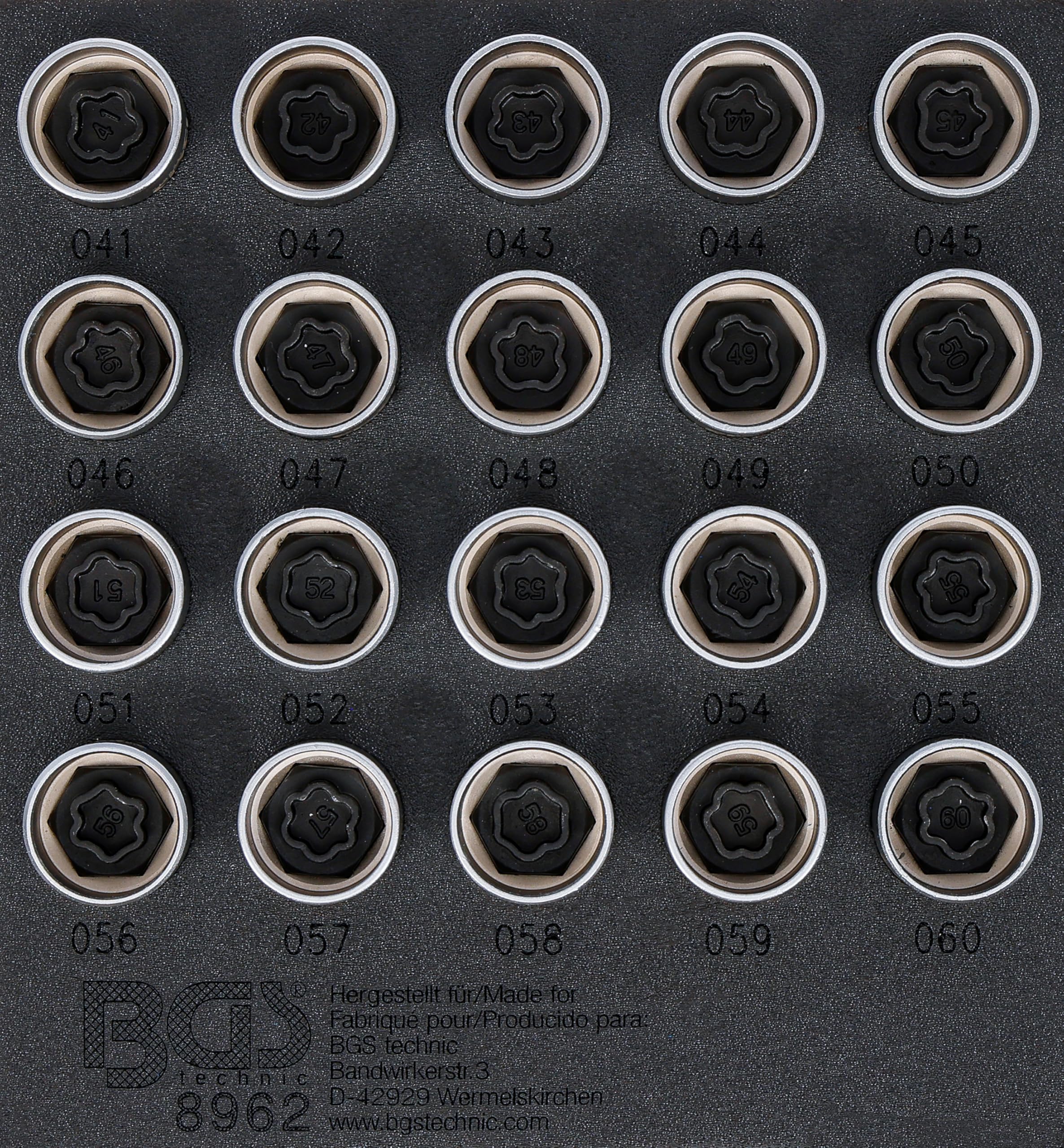 BGS 8962 | Tool Tray 1/6: Rim Lock Socket Set for BMW | 20 pcs.