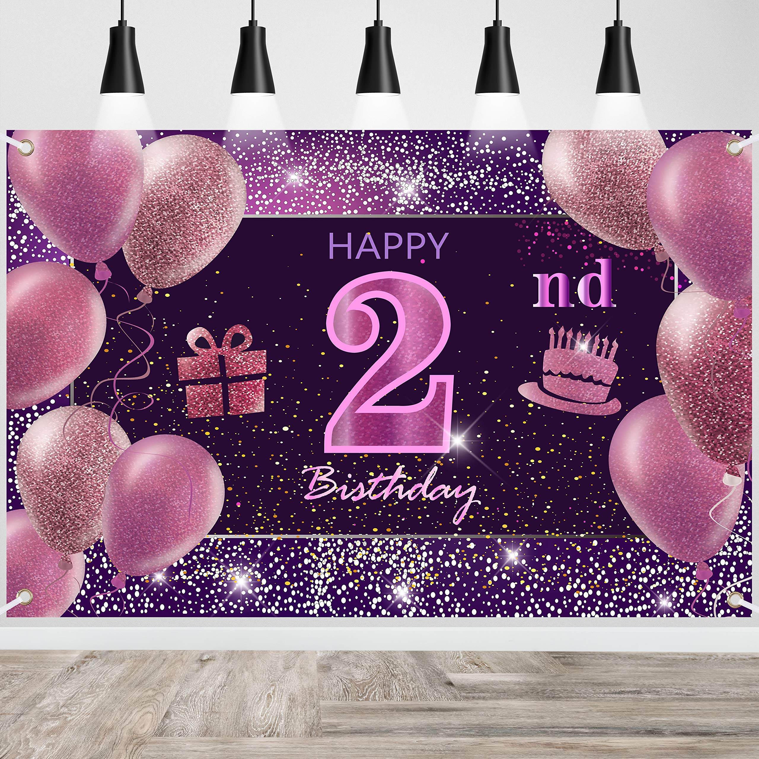 2nd Birthday Decorations IMISI Happy Birthday Banner Pink Birthday Backdrop Decorations for a Party