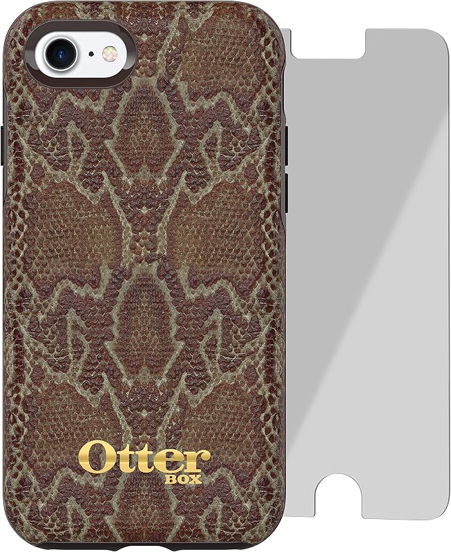 OtterBox Strada Series Edición limitada + funda Alpha Glass para iPhone 7 (solamente) - Embalaje al por menor - Serpiente de madera (marrón oscuro/piel de serpiente oscura)