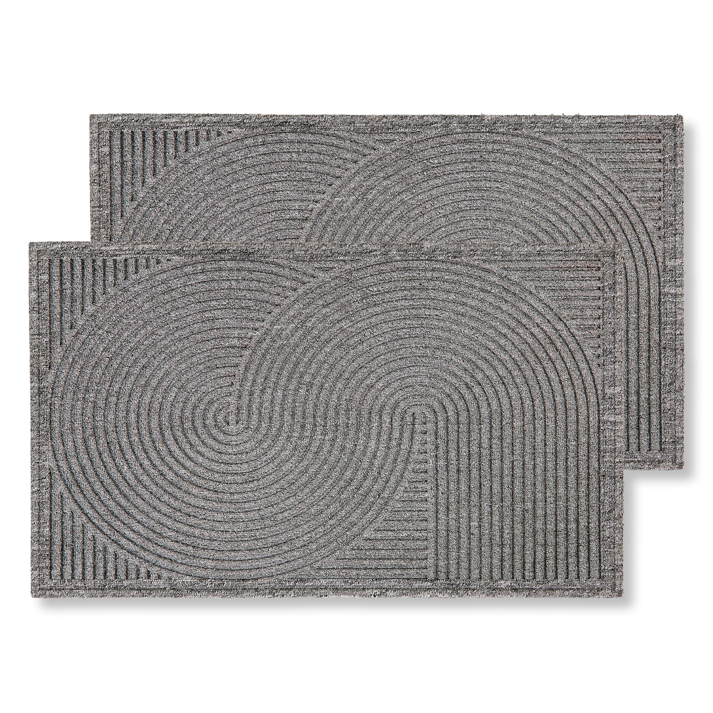 Wetterfeste Fussmatte robust außen rutschfest - Grau 2er Set 45 x 75 cm