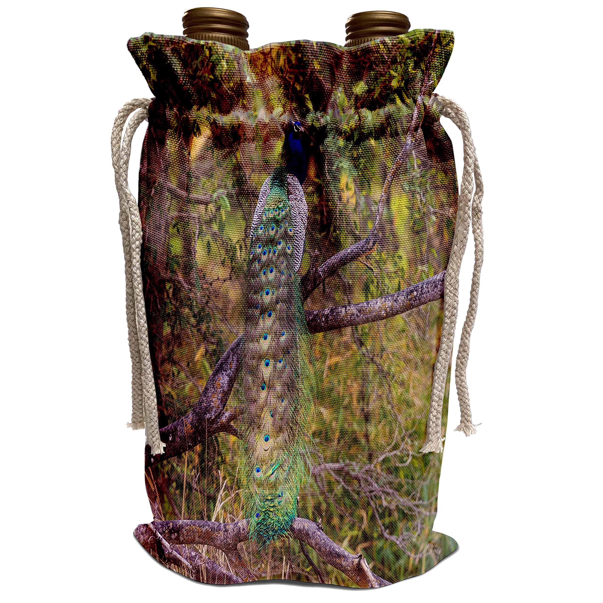 3dRose Danita Delimont - Peacocks - India. Peacock, Pavo cristatus. - Wine Bag (wbg_312721_1)