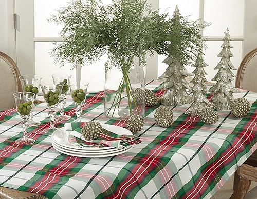 Miniatura 5 de SARO LIFESTYLE Mantel navideño con diseño a cuadros, 70 x 104 pulgadas, multicolor