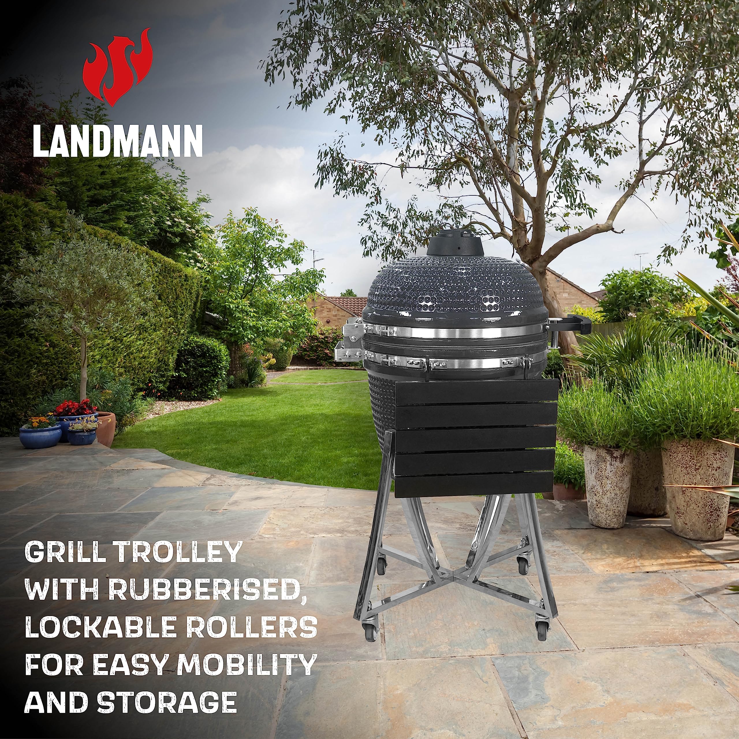 Big LANDMANN Kamado Grill na węgiel drzewny duży - szary
