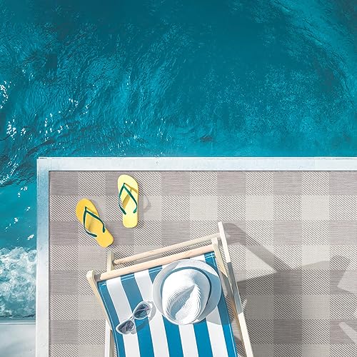 Miniatura 7 de CAMILSON Buffalo - Alfombra de exterior a cuadros para patios interiores y exteriores, tapete con patrón a cuadros para cocina y pasillo, lavable, 8