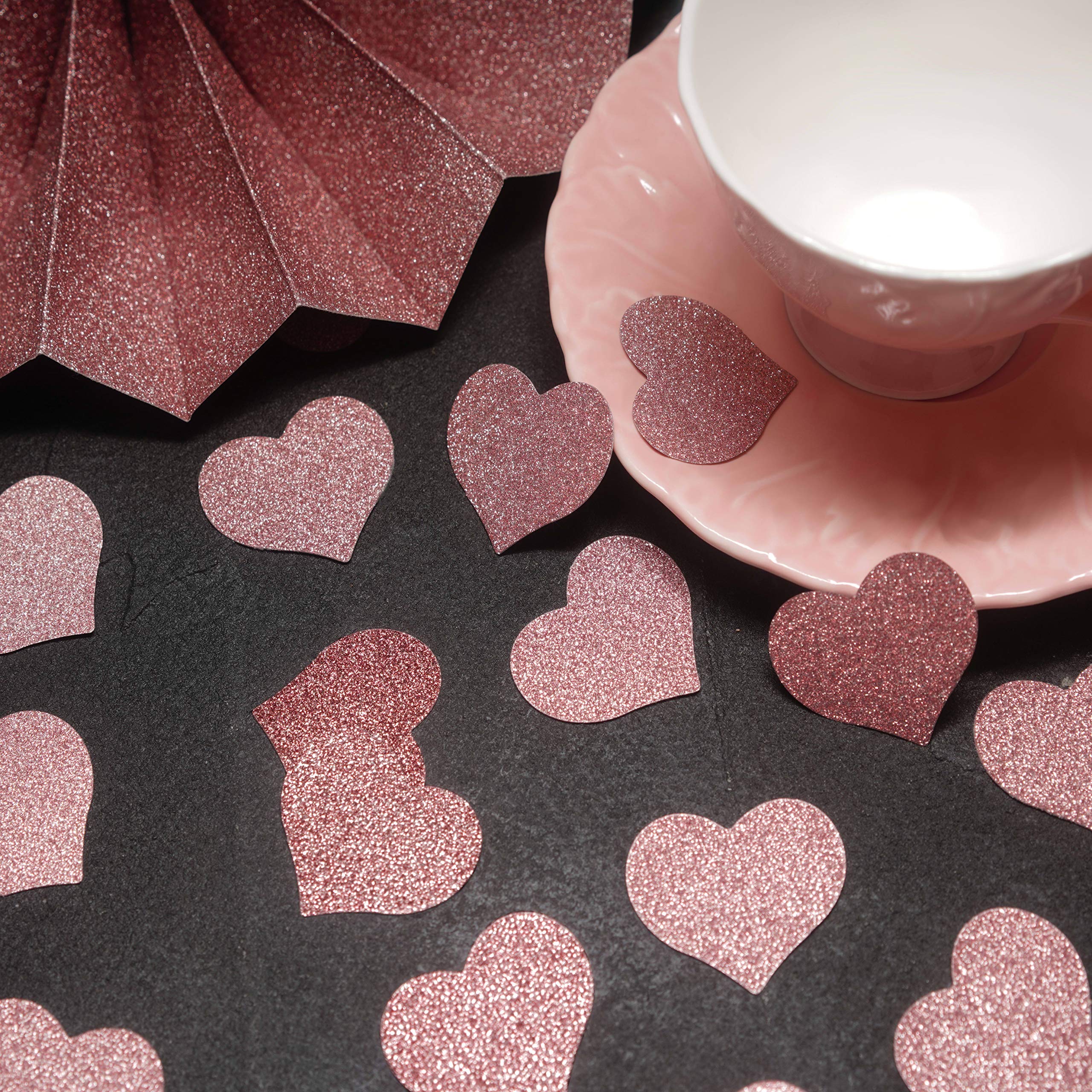 Confeti de mesa de oro rosa con corazón para boda, fiesta de San Valentín, fiesta de San Valentín, confeti para despedida de soltera, compromiso, despedida de soltera, decoración de confeti, 200