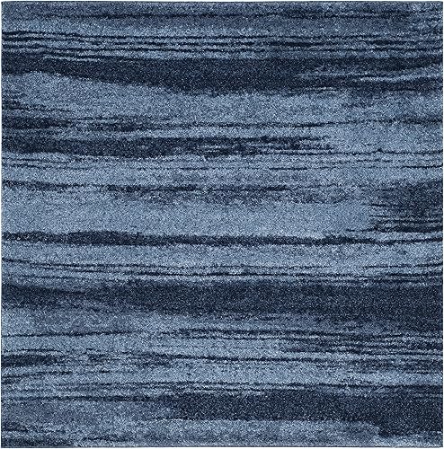 Miniatura 3 de SAFAVIEH Retro Collection - Alfombra cuadrada de 6 pies, azul claro y azul, diseño abstracto moderno, no desprende pelusa y de fácil cuidado, ideal