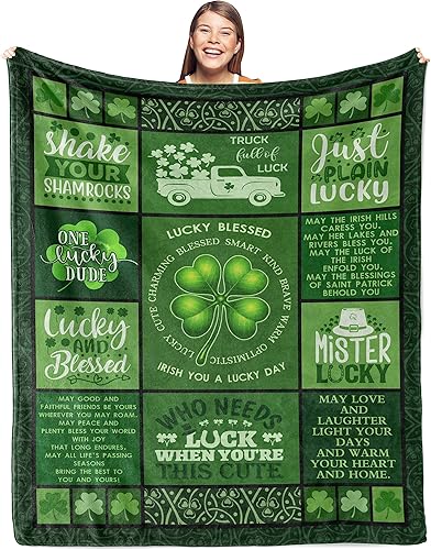 Gevuto Manta para el día de San Patricio decoración del día de San Patricio manta de 50 x 60 pulgadas regalos irlandeses para el día de San Patricio