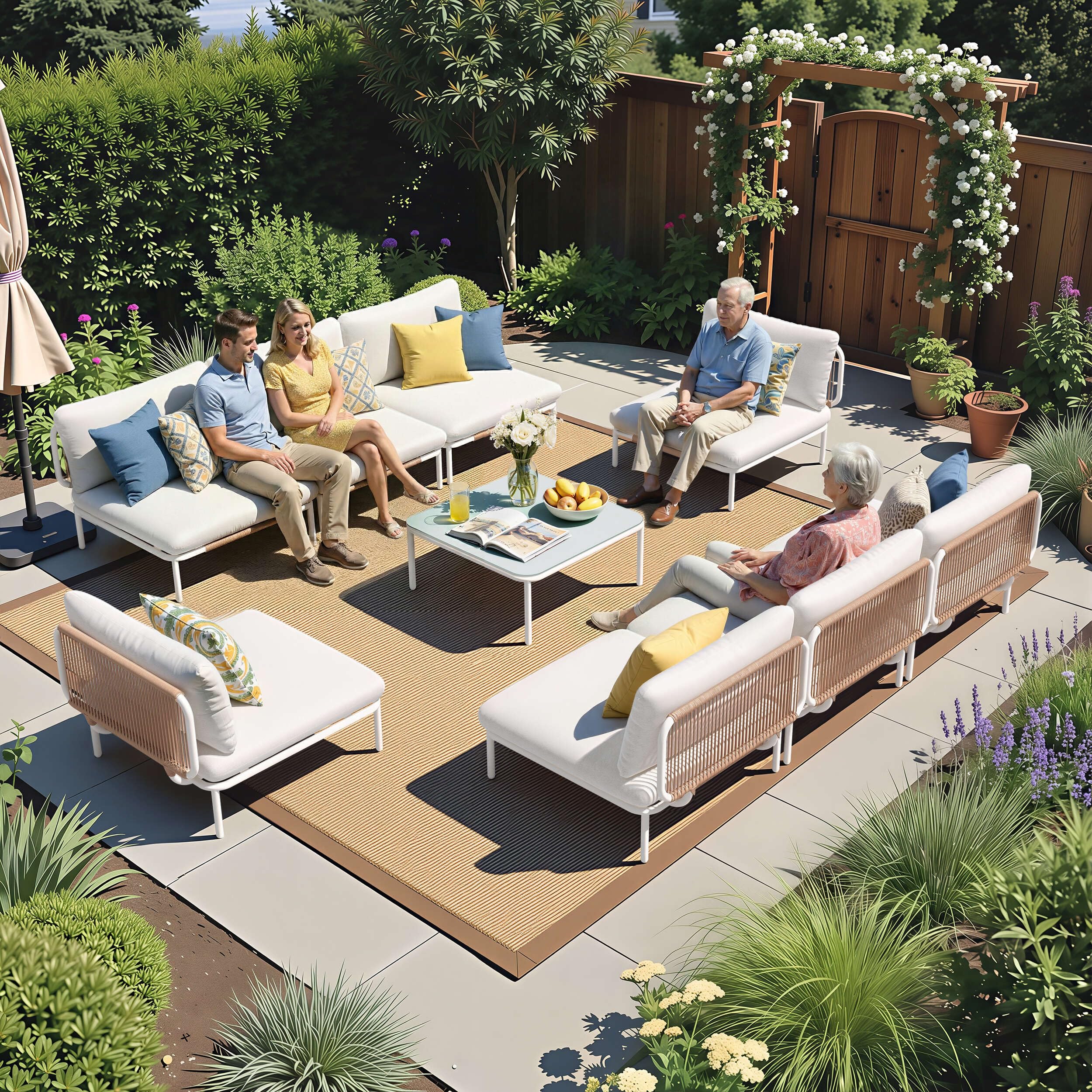 Outdoor Patio Furniture Set with Table, 8 Seater Patio Conversation Set