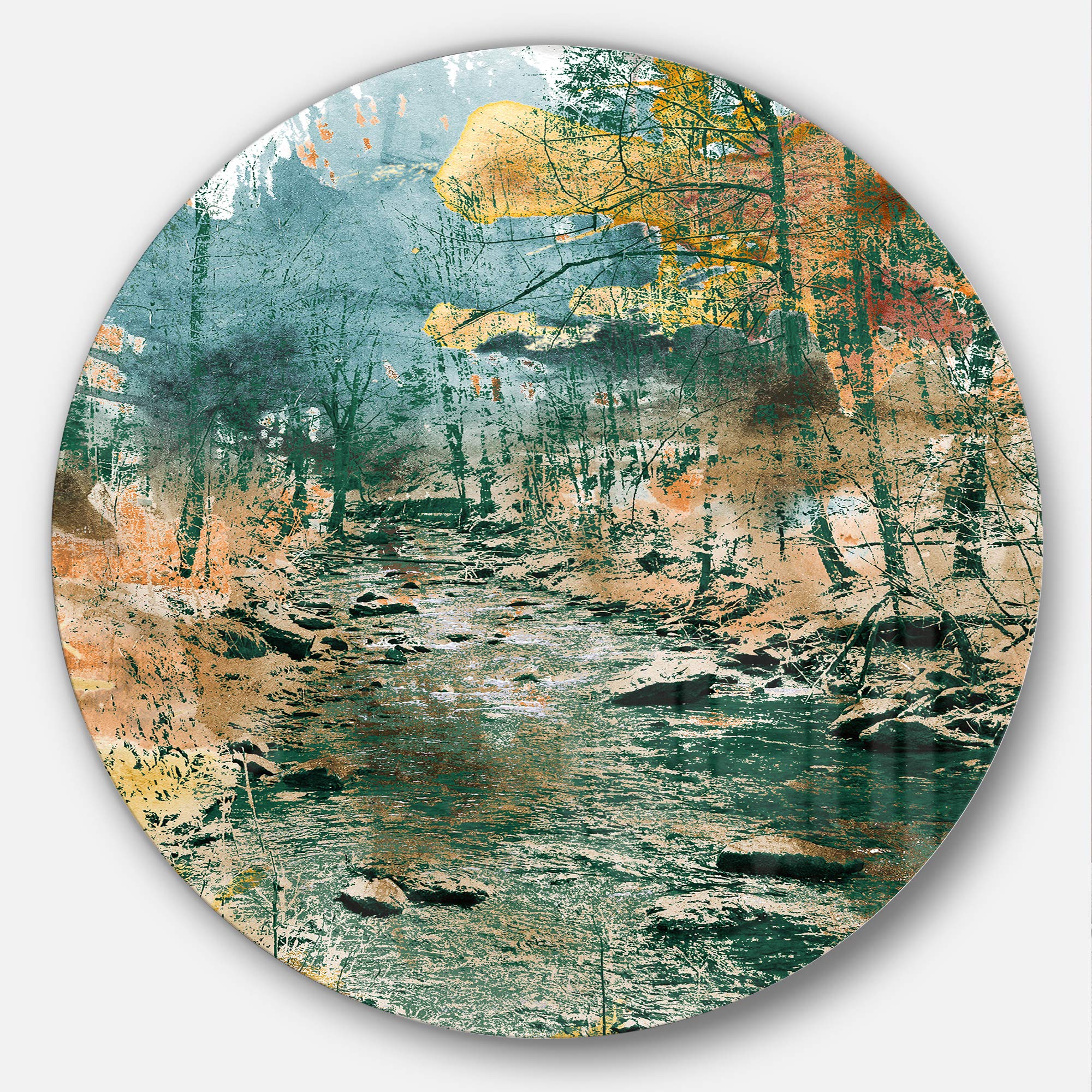Amazon.com: Designart Rocky River Landscape Painting Round