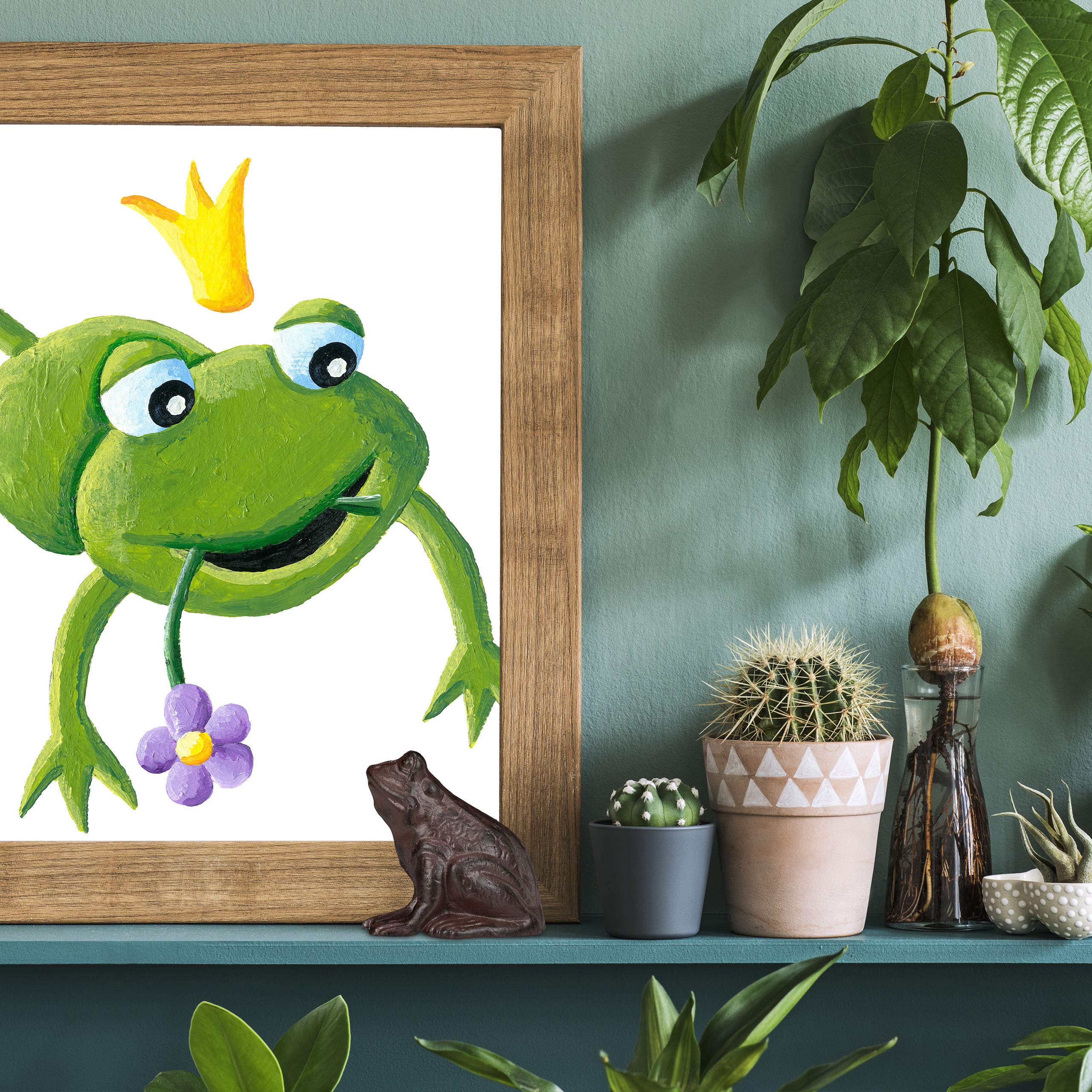 Relaxdays Figurine de Jardin Grenouille, Assise, en Fonte, Apparence Antique, étanche, Figurine de Grenouille, Marron