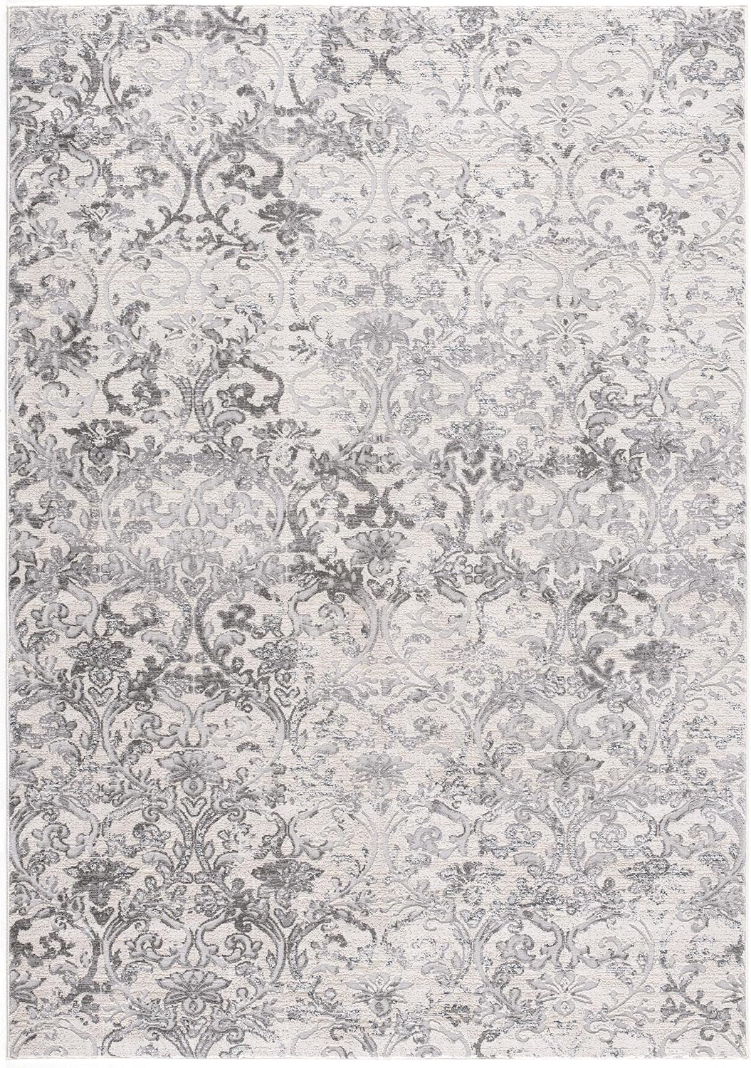 Oasis Contemporary Modern Floral Beige Grey Indoor Area Rug for Living Room, Bedroom, Dining Room, and Kitchen - 5' x 7' (5'3" X 7'6") Cream 5'3" x 7'6" (Area Rug)