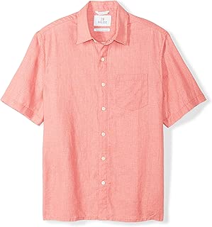 Amazon Brand - 28 Palms Men's Relaxed-Fit Short-Sleeve 100% Linen Shirt - coolthings.us