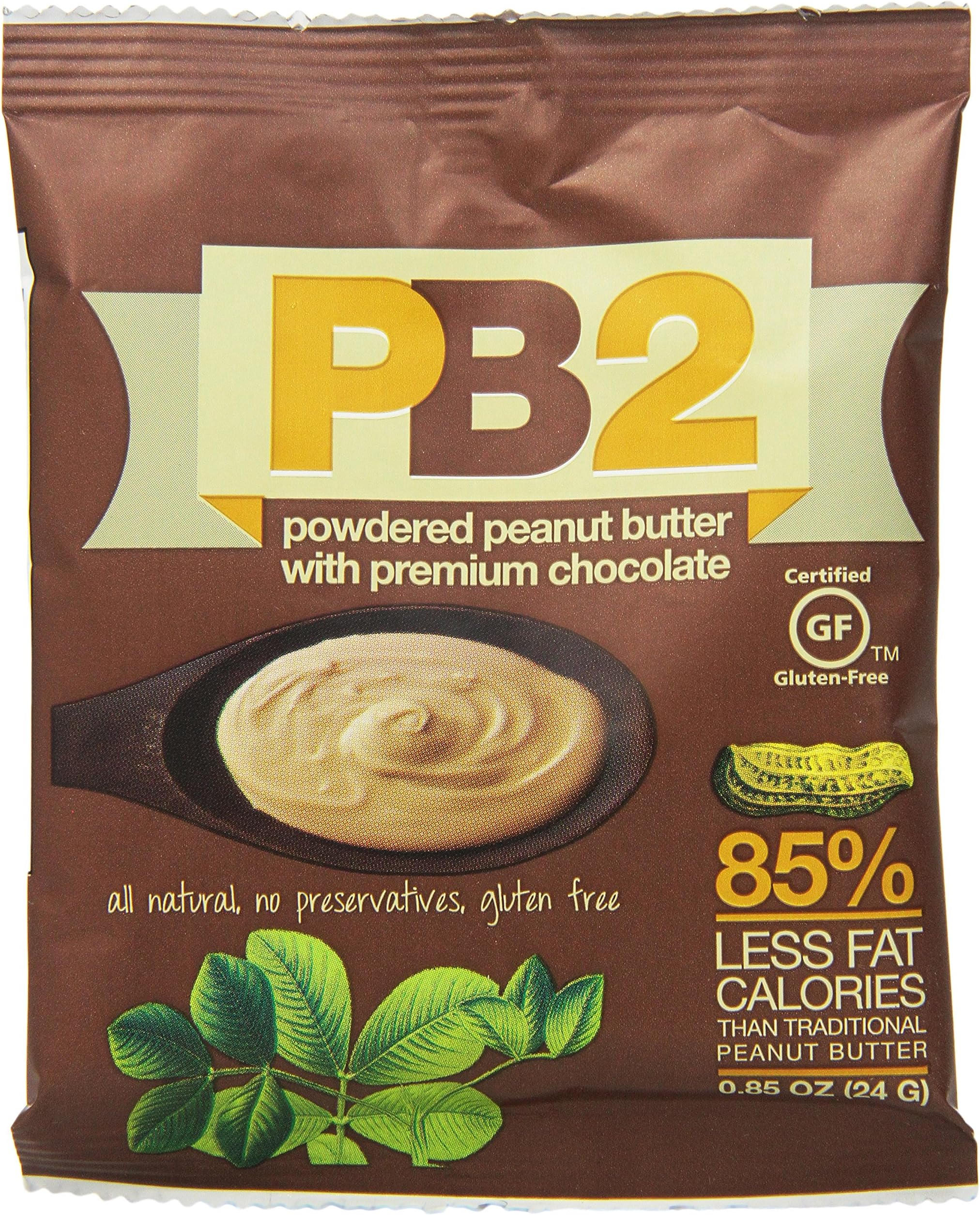 Bell Plantation PB2 Peanut Butter with Premium Chocolate, 0.85 Ounce, 12 Count