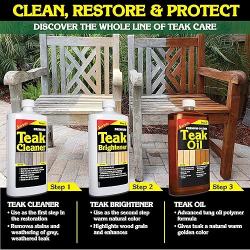 Miniatura 5 de STAR BRITE Limpiador de teca premium - Restaura, renueva y refresca muebles de teca gris envejecida y otras maderas finas - Paso 1 - 16 onzas