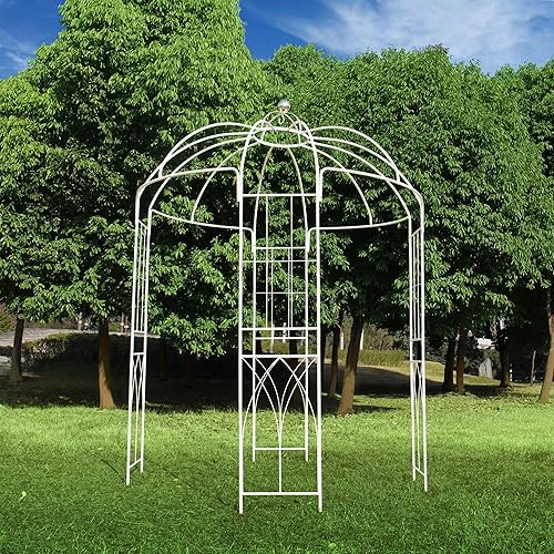 Miniatura 3 de OUTOUR Cenador resistente con forma de jaula de pájaros de estilo francés, 9 pies de alto x 6 pies 6 pulgadas de ancho, pérgola de pabellón de arco,