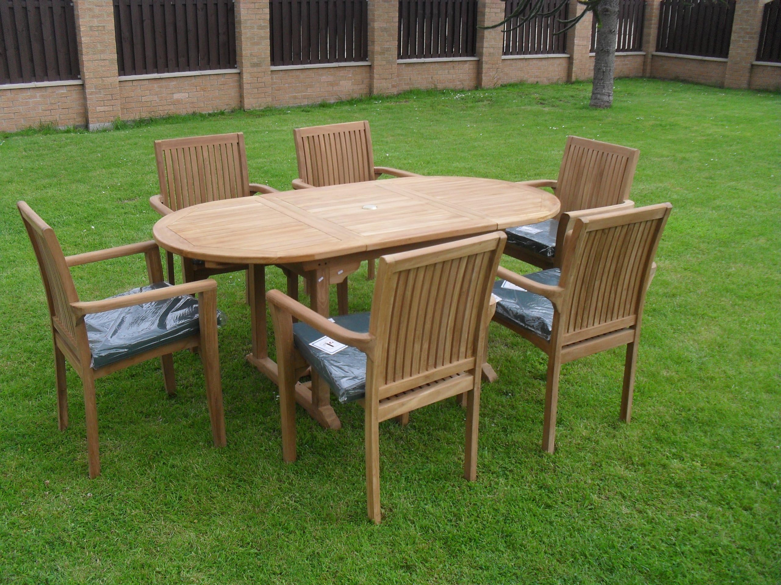TEAK GARDEN FURNITURE SET 6 SEAT SET