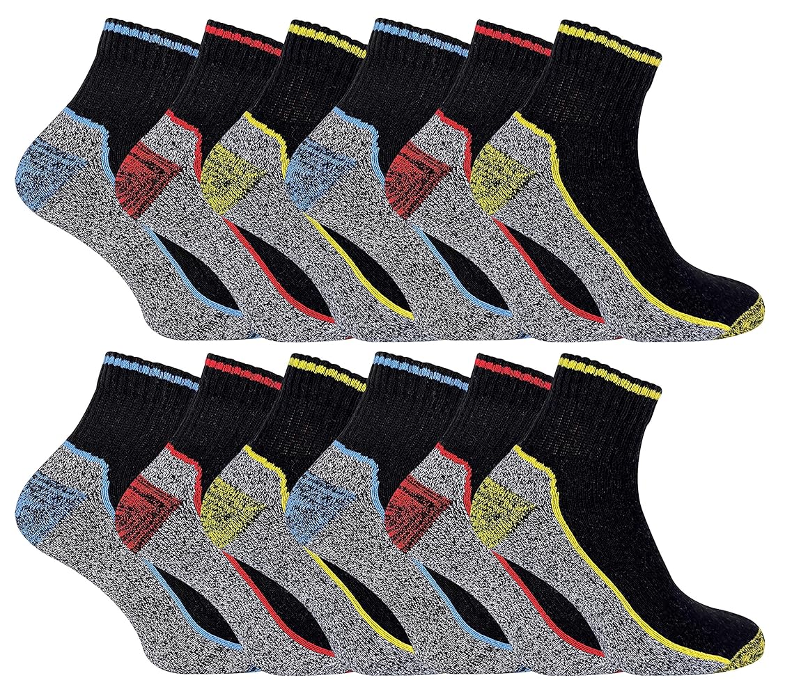 FM London Bamboo Trainer, Calcetines, Uomo, Multicolore (Assortiti Scuri), 39-42, Pacco Da 12 - Foto 6