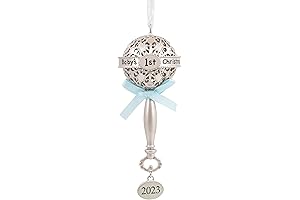 Hallmark Baby's First Christmas Silver Baby Rattle Keepsake Ornament 2023