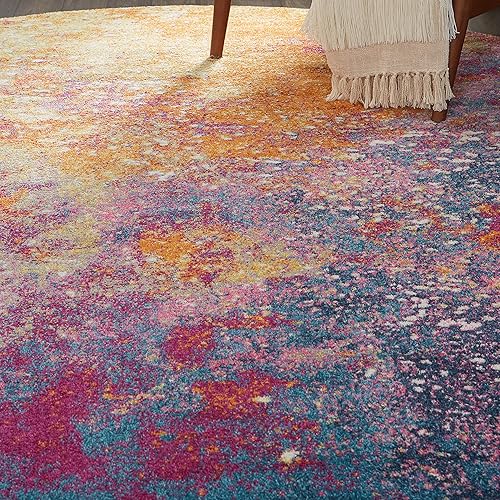 Miniatura 2 de Nourison - Alfombra de área Passion Sunburst redonda de 8 pies, moderna, abstracta, fácil de limpiar, no desprende pelo, para habitación,