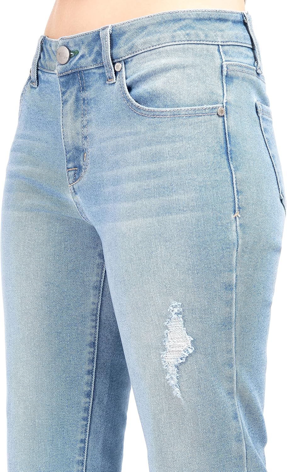 1822 Denim Women's 27" Re:Denim High-Rise Fray Ankle Straight Jeans