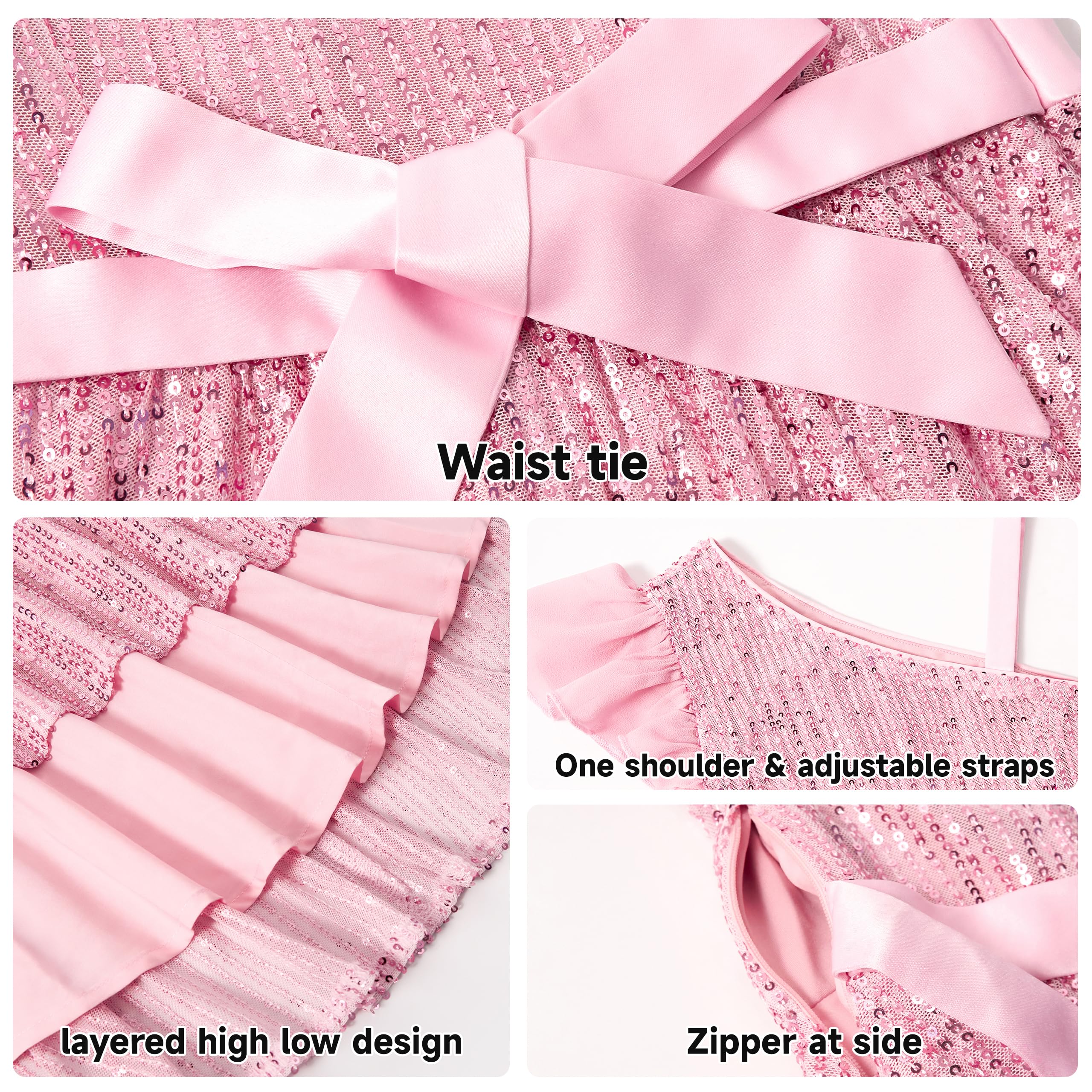 LOLANTA Filles Robe Paillettes Robe Ceremonie élégante, Robe étincelante de Soirée Fête de Mariage mi-Longue sans Manches
