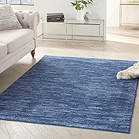 Vista 1 de Nourison Home Nourison Essentials Navy Blue 4' x 6' Area Rug - Easy Clean, Non Shedding, Bed Room, Living Room, Dining Room, Kitchen (4' x 6')