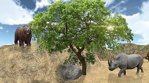 Últimas réguas brancas do rinoceronte da selva sobrevivência rampage jogo 3d: vida na selva do sobre
