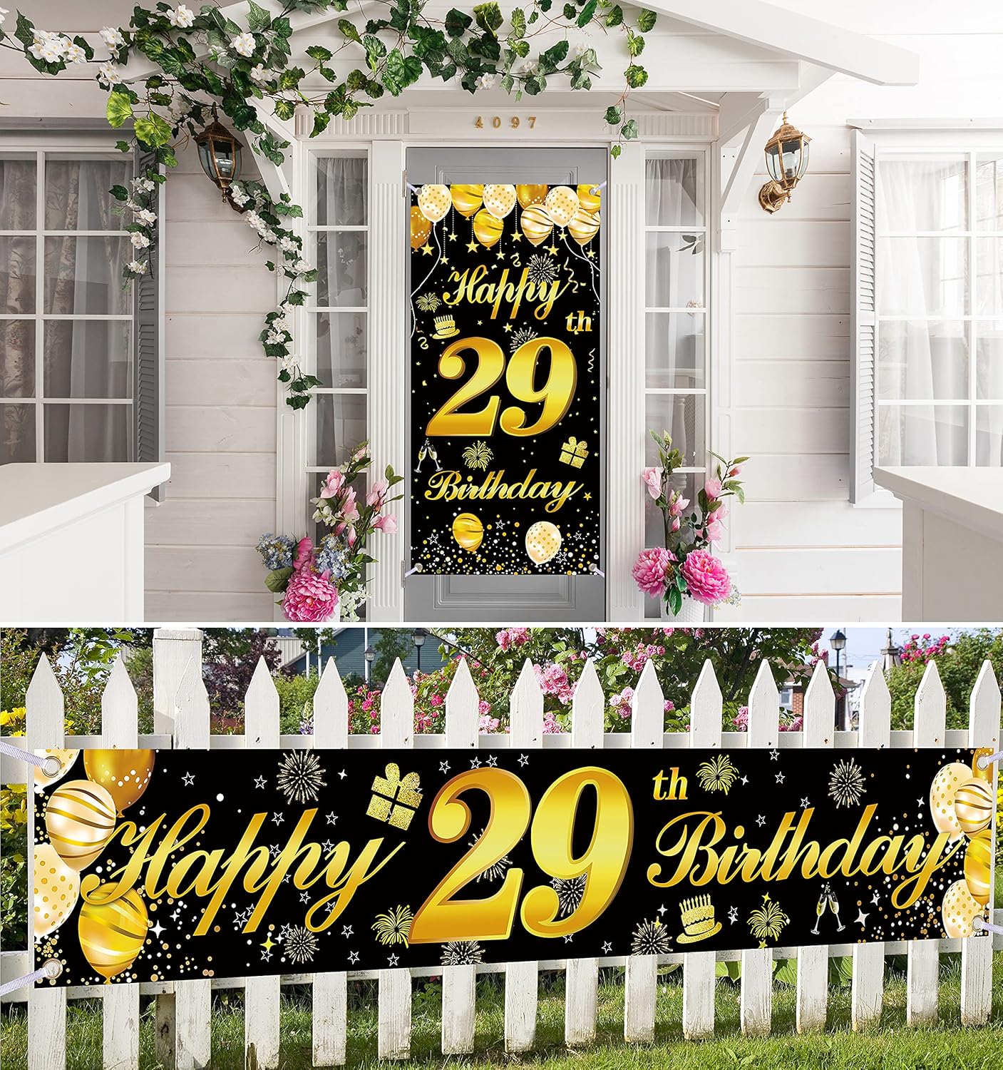 29th Happy Birthday Door Banner IMISI Birthday Decorations Birthday Backdrop Decorations for a Party - Image 4