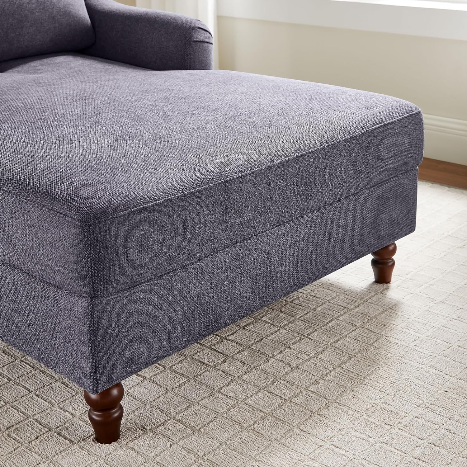 VANOMi Chaise Lounge Chair Indoor with Adjustable Backrest, Upholstered Sofa Bed with Thick Cushion and Armrests, Modern Leisure Recliner Chair for Living Room, Bedroom, Office, Grey