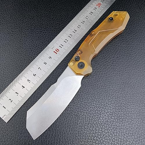 Miniatura 6 de HUAAO Cuchillo de botón, cuchillo de bolsillo de apertura asistida, cuchillo plegable con bolsillo reversible, hoja D2 y mango Ultem para EDC