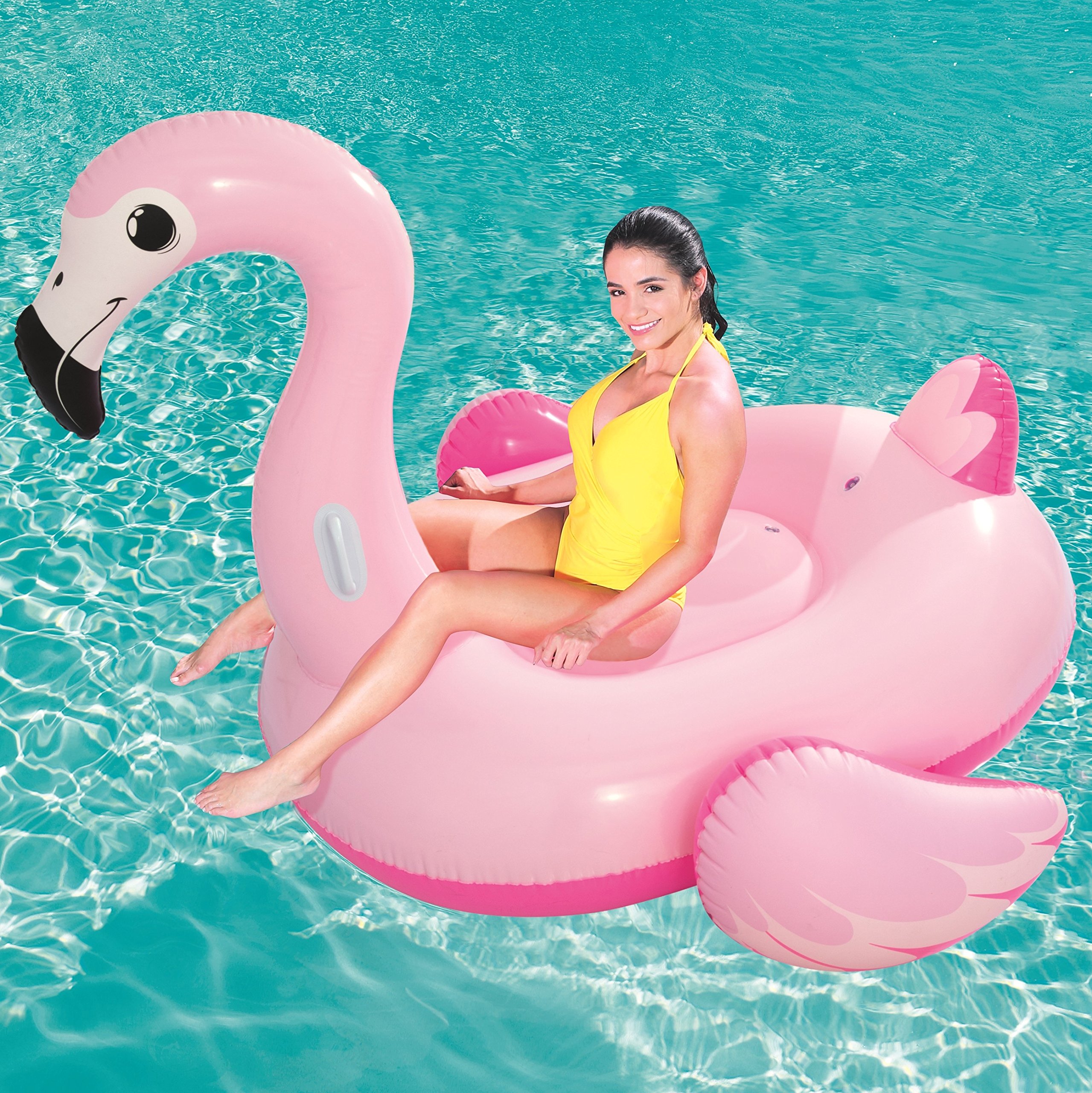 Bestway 41110 Float'nFashion Fenicottero Rosa Cavalcabile Gigante con Maniglie 1,91m x 1,78m