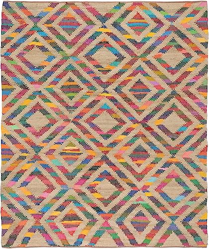 Miniatura 8 de Dash & Albert Tetra Chindi - Alfombra de yute tejida a mano, 2 x 3 pies, patrón geométrico múltiple