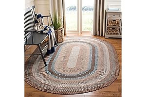 SAFAVIEH Braided BRD313A Braided Collection 5x7 OVAL Brown Multi Handmade Country Cottage Reversible Area Rug