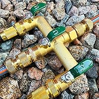 Vista 5 de EBH Garden Hose Splitter, 3-Way High Flow Heavy Duty Brass Outdoor Hose Manifold with Long Handles Full Flow Faucet Adapter- 3/4” GHT(Green)