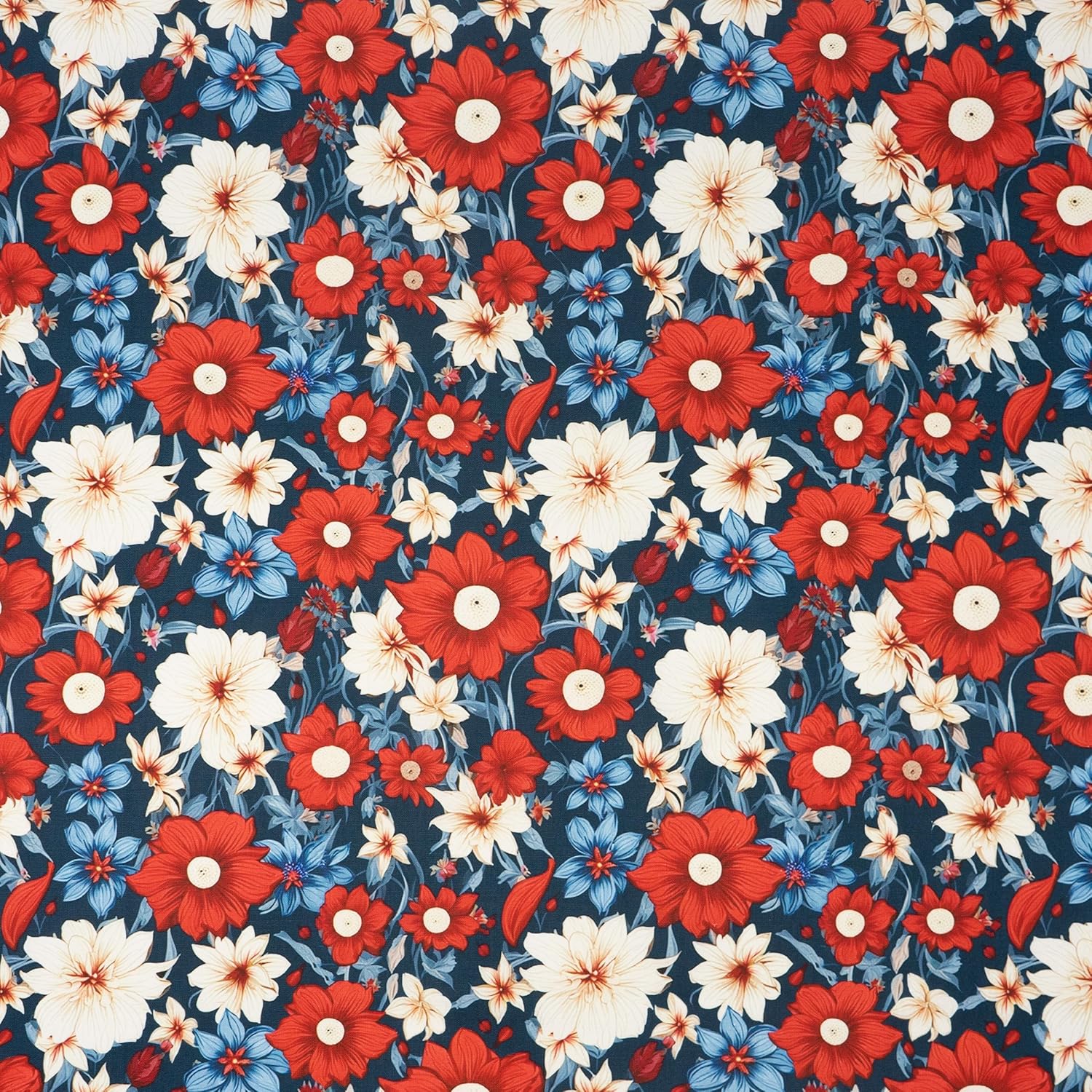 Singer, 100% Cotton, Patriotic Flowers 5Pc Bundle
