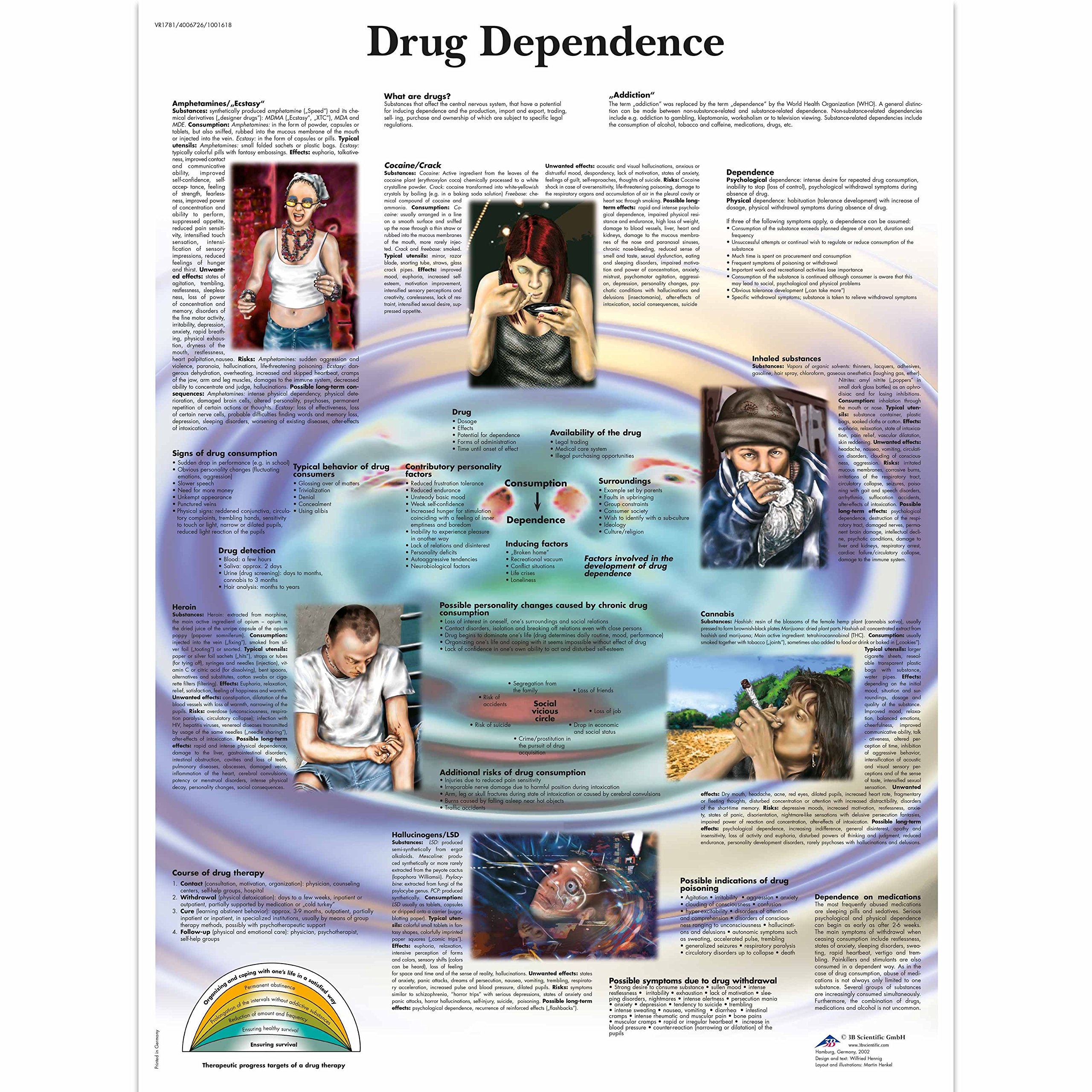 3B Scientific Human Anatomy - Drug Dependence Chart, Paper Version