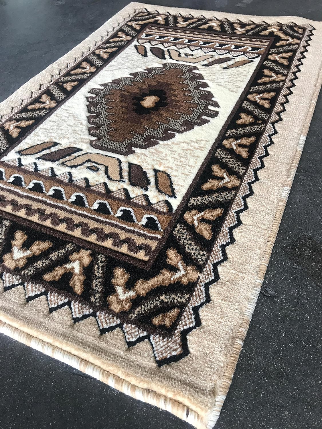South West Native American Door Mat Indian Area Rug Ivory Design D143 (2 Feet X 3 Feet 4 Inch)