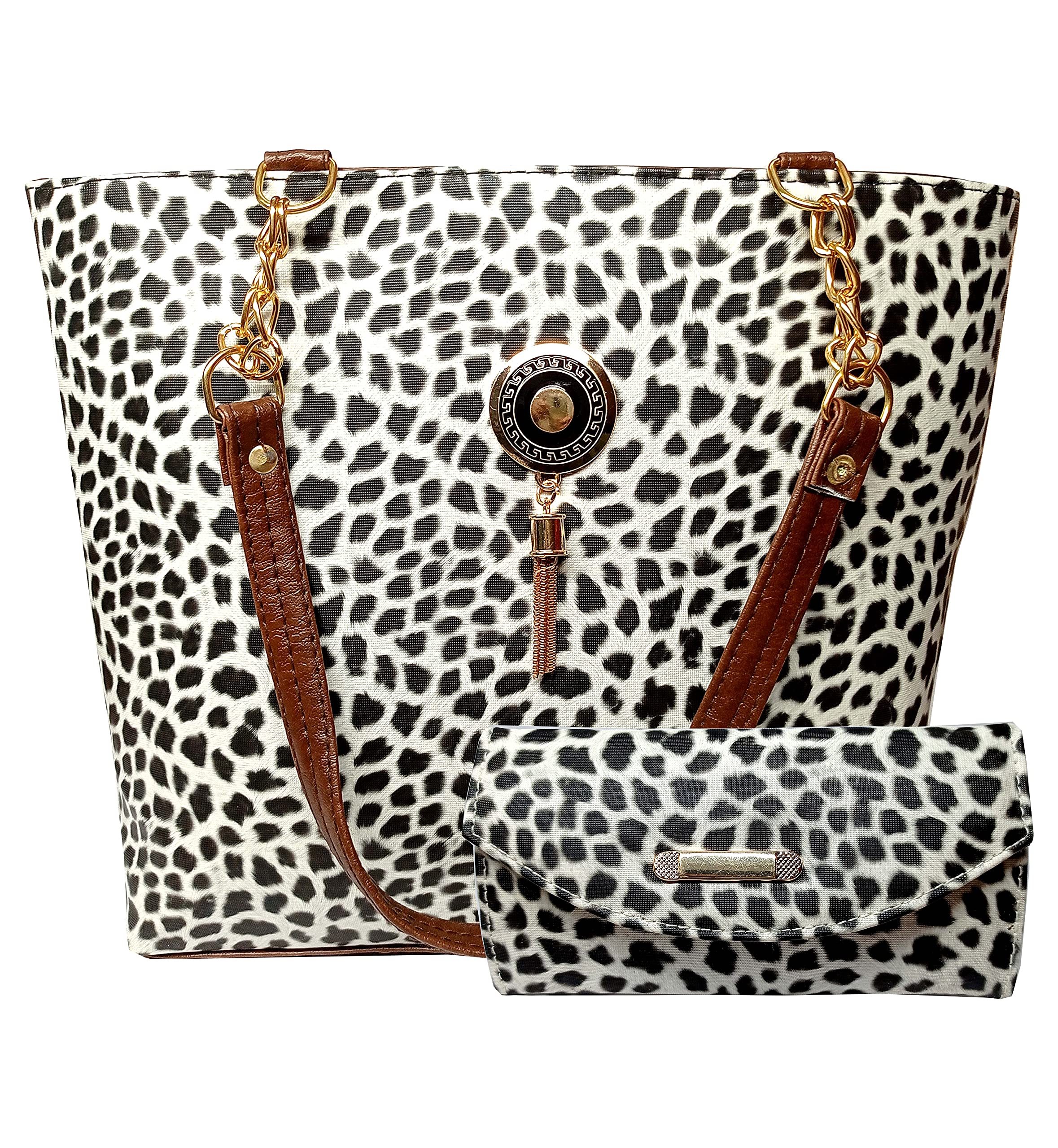 Wild Maple Premium PU Leather Girls/Womens Shoulder Handbag With Hand Clutch Pack Of 2 (Grey) (B097TM178F) Amazon Price History, Amazon Price Tracker