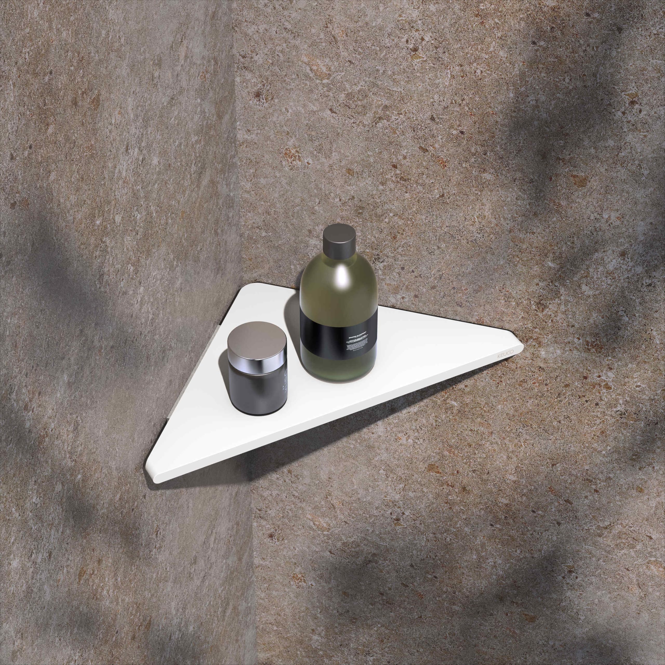 Keuco Rose Eck-Duschablage 24,6 x 24,2 cm, ohne Bohren, Aluminium weiß