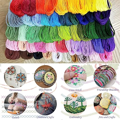 Miniatura 2 de ATDAWN Bordado de color arcoíris, hilos de punto de cruz, pulseras, hilo de manualidades, 50 unidades