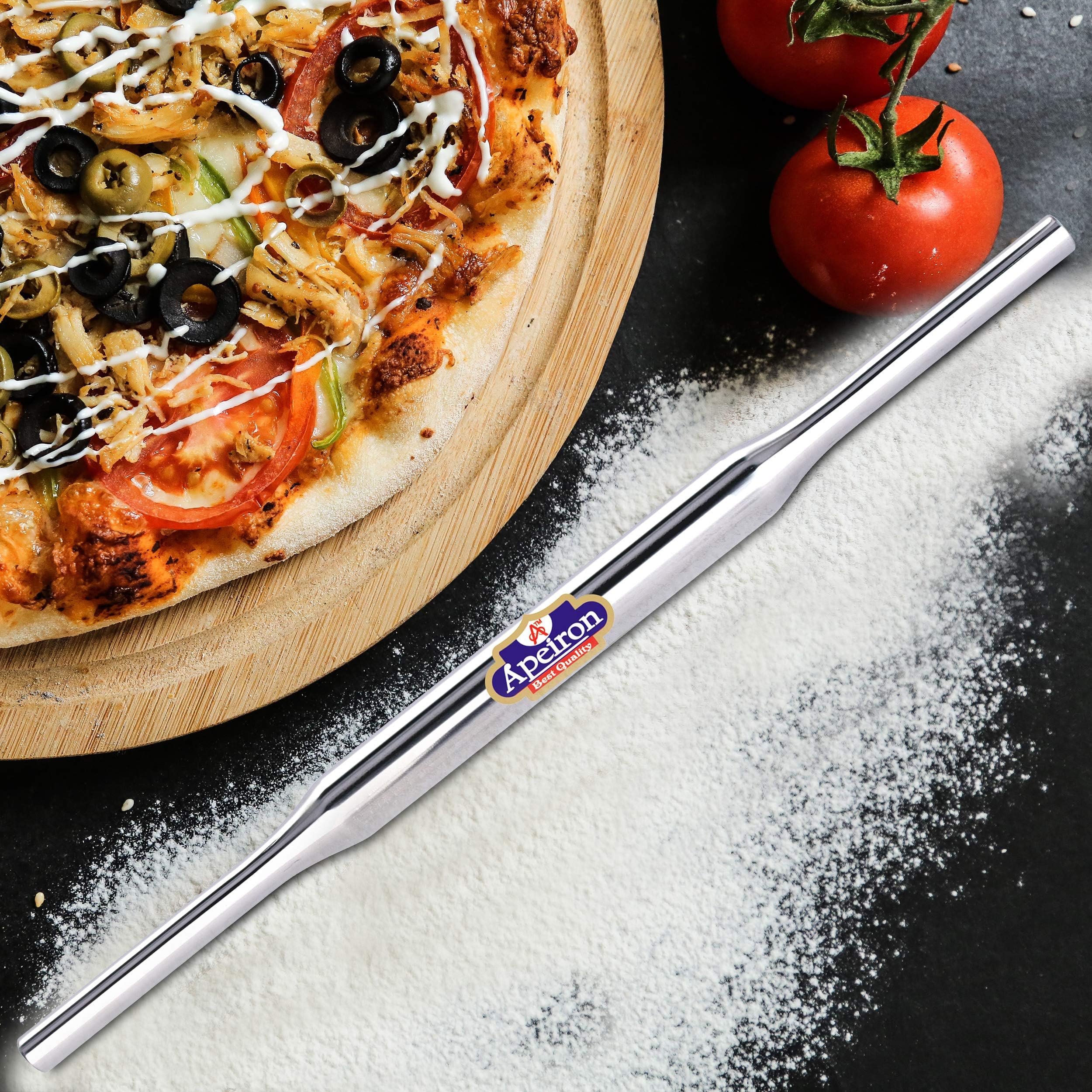 Apeiron Stainless Steel Rolling Pin/Belan, 33 cm, 215 g, Silver