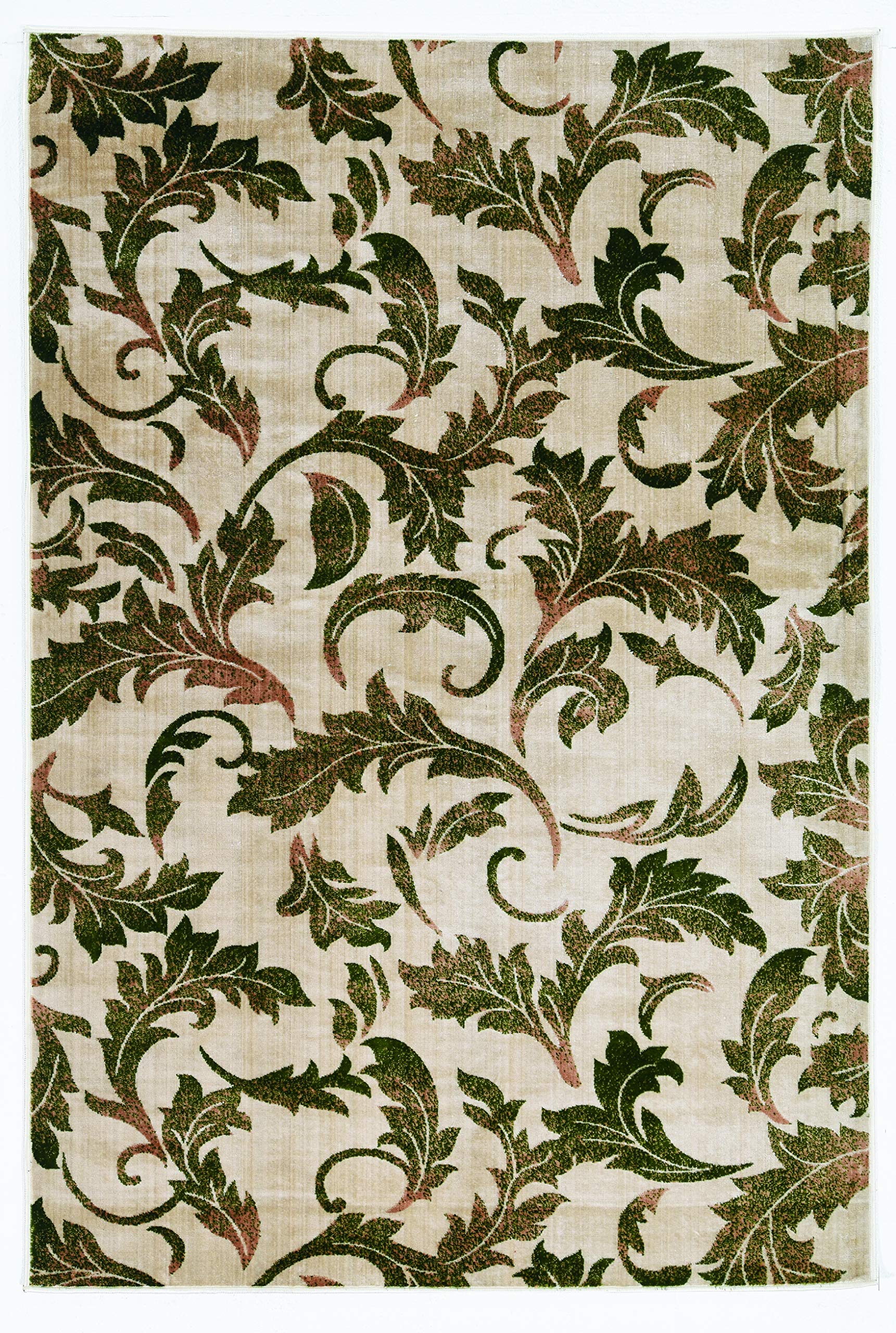 Linon Home Decor Products Griffin Amore Red Leaf 8 x 10 Area Rug