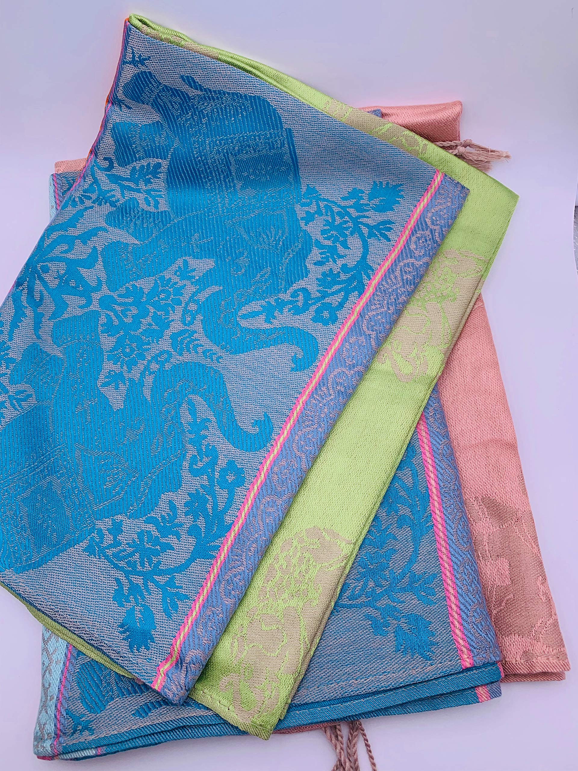 Thai Silk Women Scarf Shawl Wral Pashmina Blue Gold silver
