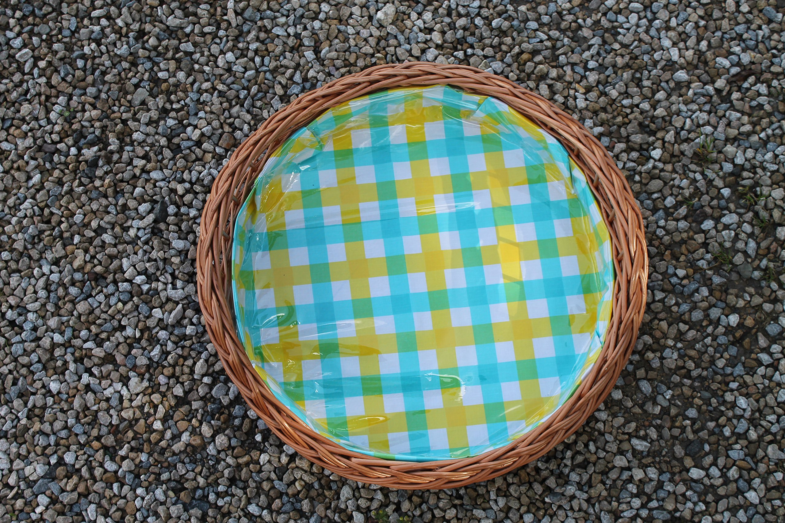 Bukora Plateau En Osier Tressé – Doublure Tissu Citron – 52x38 Cm – Anse Stable