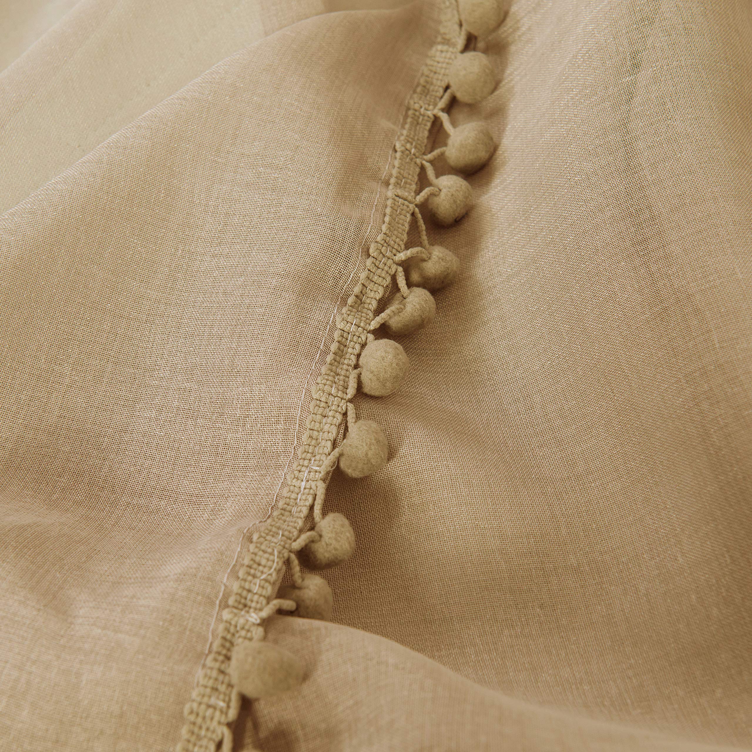 Elegant Comfort Semi-Sheer Pom Pom Tassels Curtains, 2 Panels Set, with 2inch Rod Pocket - Image 4
